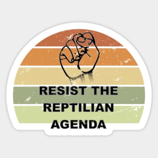 Distressed Resist The Reptilian Agenda Retro Sunset Drawing Sticker